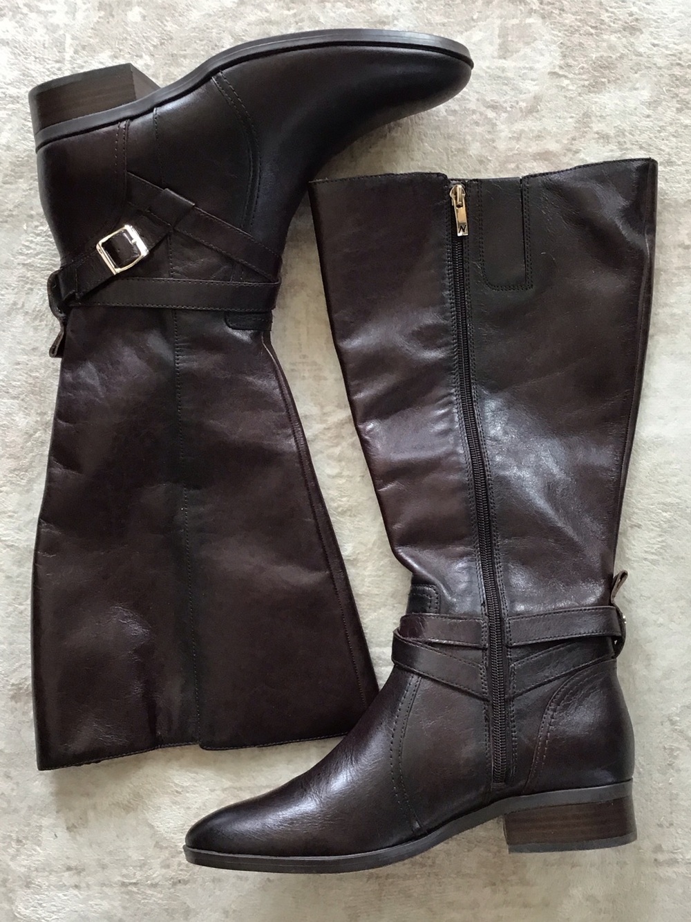 Naturalizer Rena2 Women's Tall Leather Riding Boots Dark Brown 9.5W XWide Calf